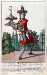 製菓業者、1735年頃（カラー彫刻）